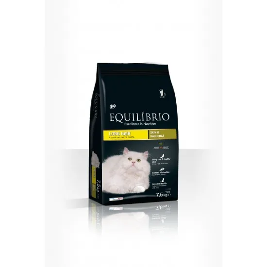Equilibrio Adult Cat Long Hair - Пълноценна храна за израснали дългокосмести котки 7.5 кг