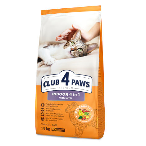 CLUB 4 PAWS PREMIUM Indoor 4 in 1 агнешко - НАСИПНА за кг