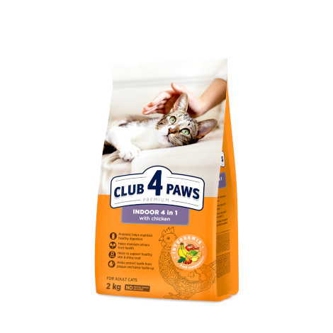CLUB 4 PAWS PREMIUM за възрастни котки На закрито 4 в 1 пиле - НАСИПНА за кг