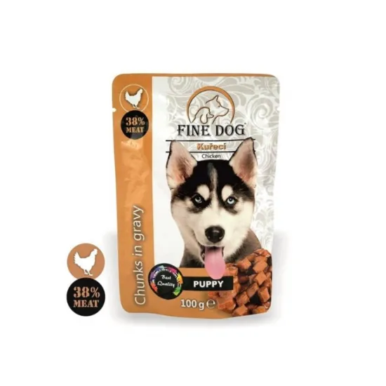 Fine Dog Puppy Pouch Chicken 100gr - Беззърнен пауч за подрастващи кученца с пилешко месо 100гр.