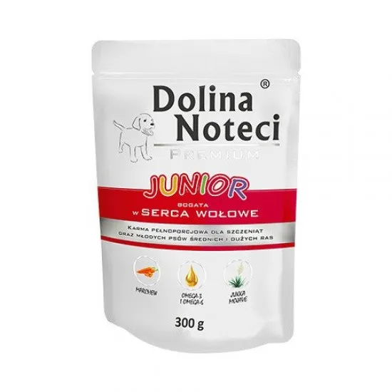Dolina Noteci Premium Dog Junior Beef hearts - Пауч за подрастващи кучета с говежди сърца 300 гр