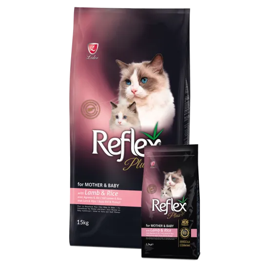 Reflex Plus Mother ​​&​​ Baby Cat Food with Lamb - Пълноценна храна за подрастващи котки и майки кърмачки с агнешко месо и ориз 15 кг