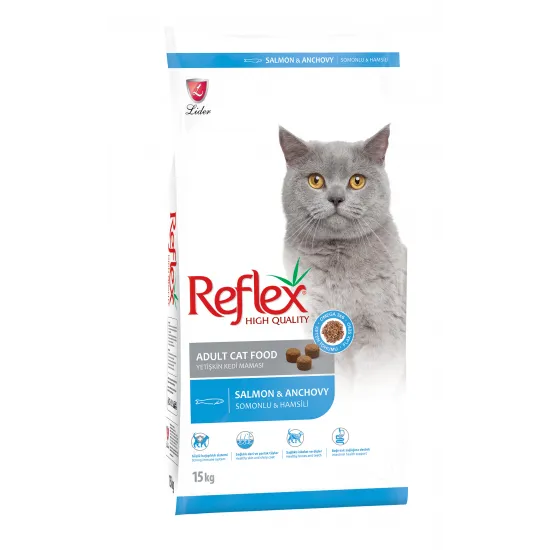 Reflex Salmon & Anchovy Adult Cat - Пълноценна храна за израснали котки от всички породи със сьомга и аншоа 15 кг