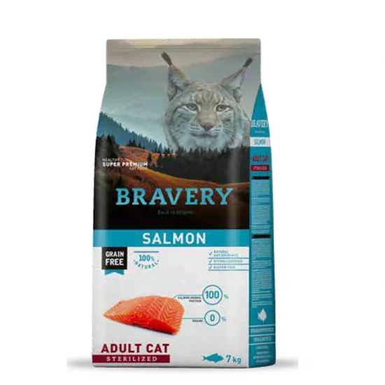 Bravery Salmon Sterilised Adult Cat - Пълноценна храна за израснали кастрирани котки от всички породи със сьомга 7 кг